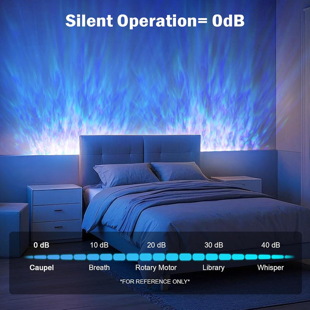 RGBW LED Ocean Wave Projection Light, 28W Enhanced & Completely Silent, Cool Ambient & Romantic Color Changing Lighting for Bedroom, Gaming Room, Home, Bar, Living Room Decor