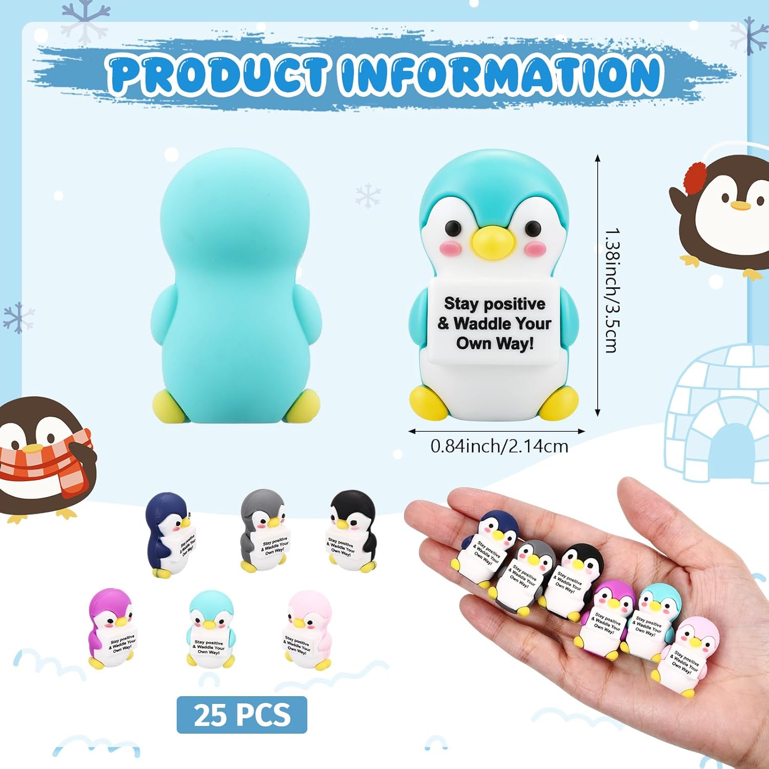 Gejoy 50 Pcs Mini Rubber Penguin Toys Positive Gifts Colorful Penguin Figures Decorations and Encouragement Birthday Motivational Gifts for Colleague Staff Teacher
