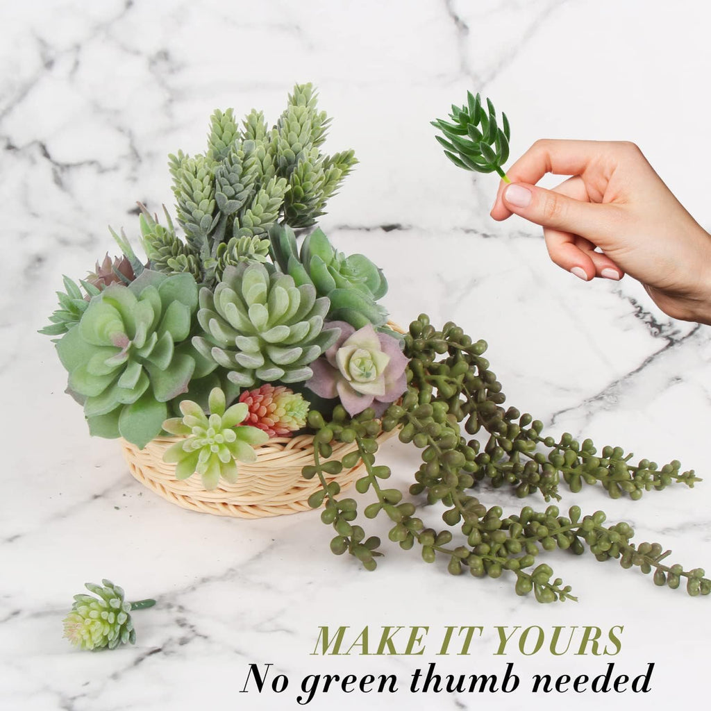 FOIMAS Artificial Succulent Plant,16pcs Large Faux Flocked Succulent Decor for Floral Wall Garden Arrangement Home Office Decoration,Unpotted