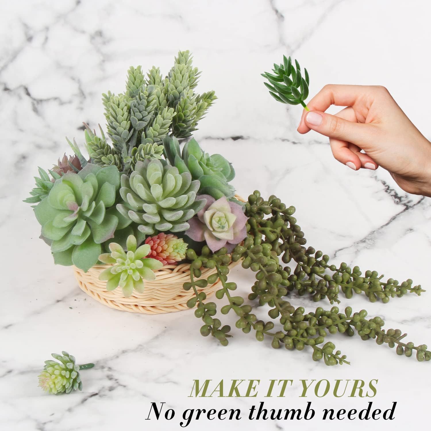 FOIMAS Artificial Succulent Plant,16pcs Large Faux Flocked Succulent Decor for Floral Wall Garden Arrangement Home Office Decoration,Unpotted