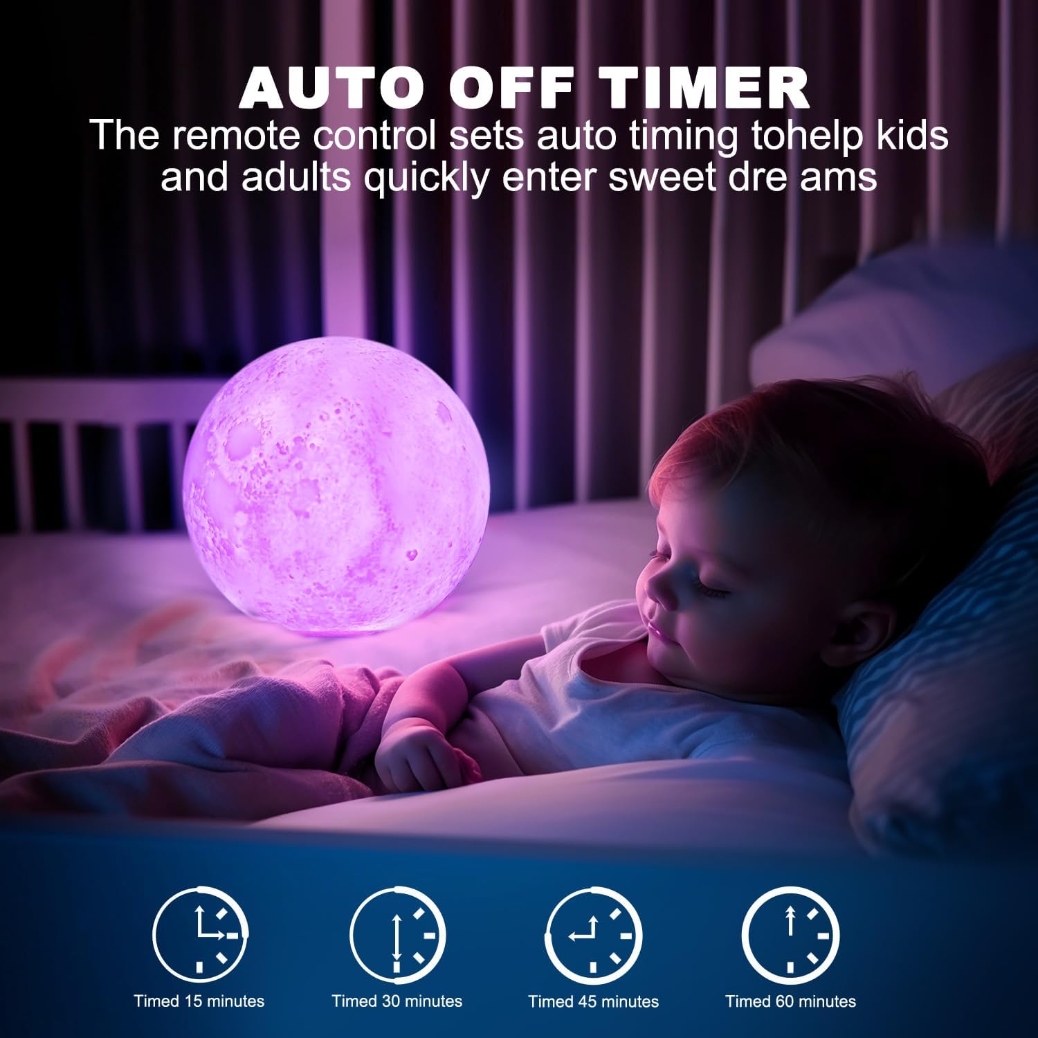 Moon Lamp, 6 Inch Sliding Control Moon Light, Kids Night Light, 16 Colors Moon Night Light with Unique Stand, Timing, USB Rechargeable, Room Decor, Christmas Birthday Gifts for Kid Women Friends Lover