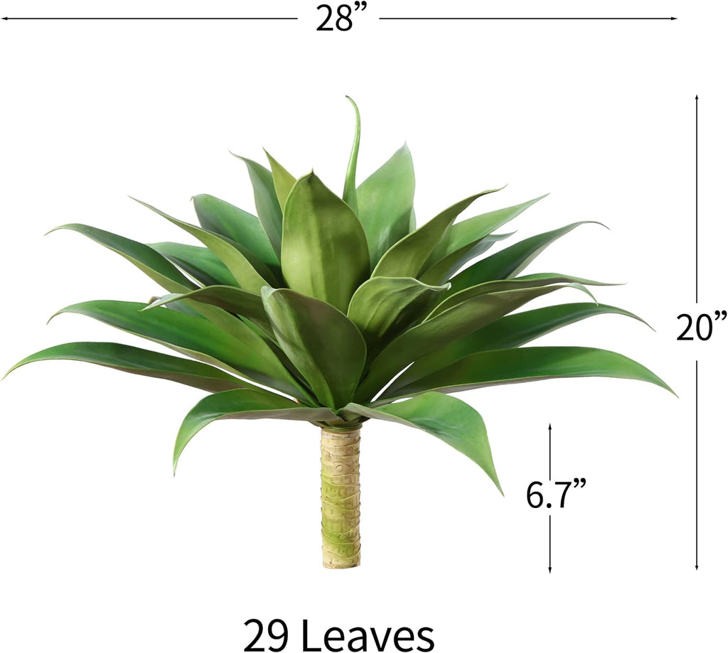 Artificial Plants Fake Agave Succulent Plant 28 Inch Big Size Faux Succulents Stems for Indoor Outdoor Realistic & Natural Home Decor Plants for Office Housewarming