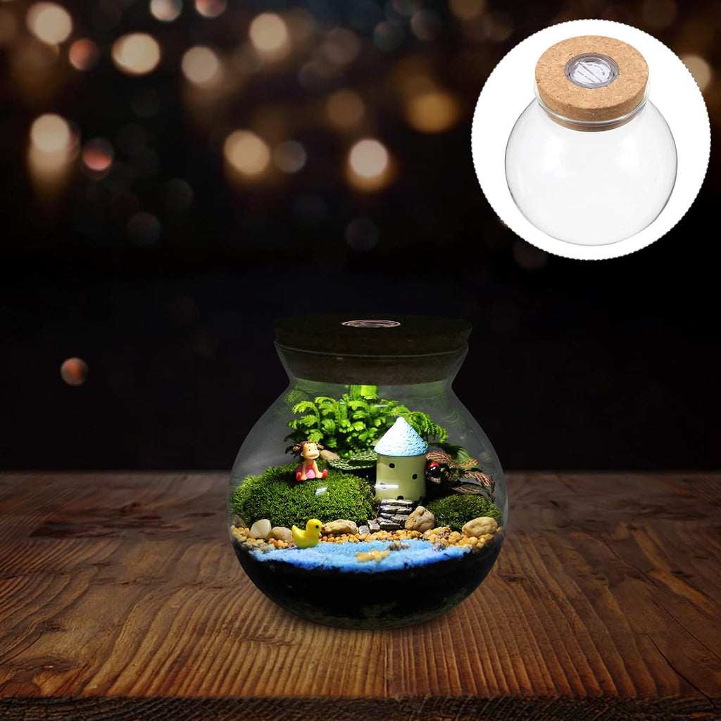 NUOBESTY Glass Favor Jar Glass Bottles with Cork Lid and LED Light Plant Terrarium Display for DIY Wedding Party Mason Jars Crafts Christmas Decoration