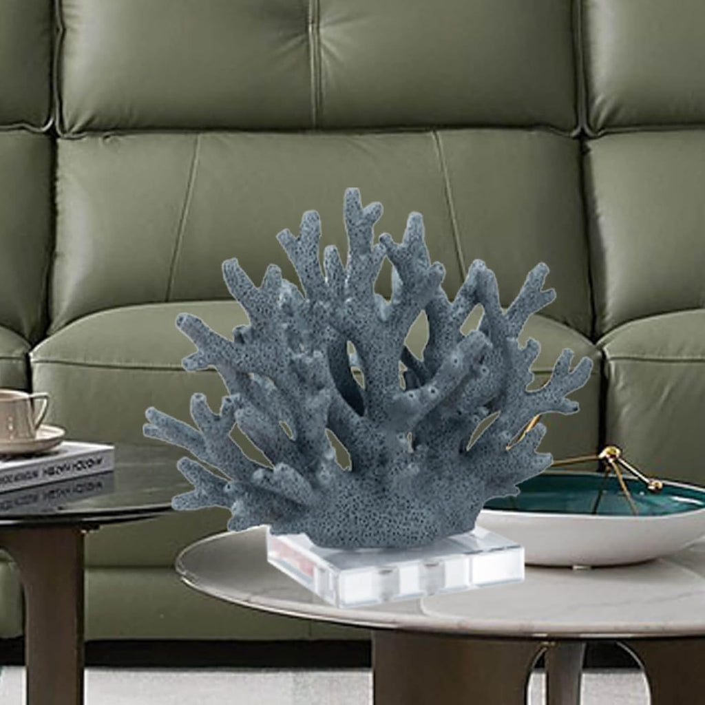 Coral Decor Faux Coral Decor Coral Reef Decor Resin Coral Home Decoration Coral Standing Décor Coral Sculpture with Acrylic Base Blue, 7.6*3.4*6.1in