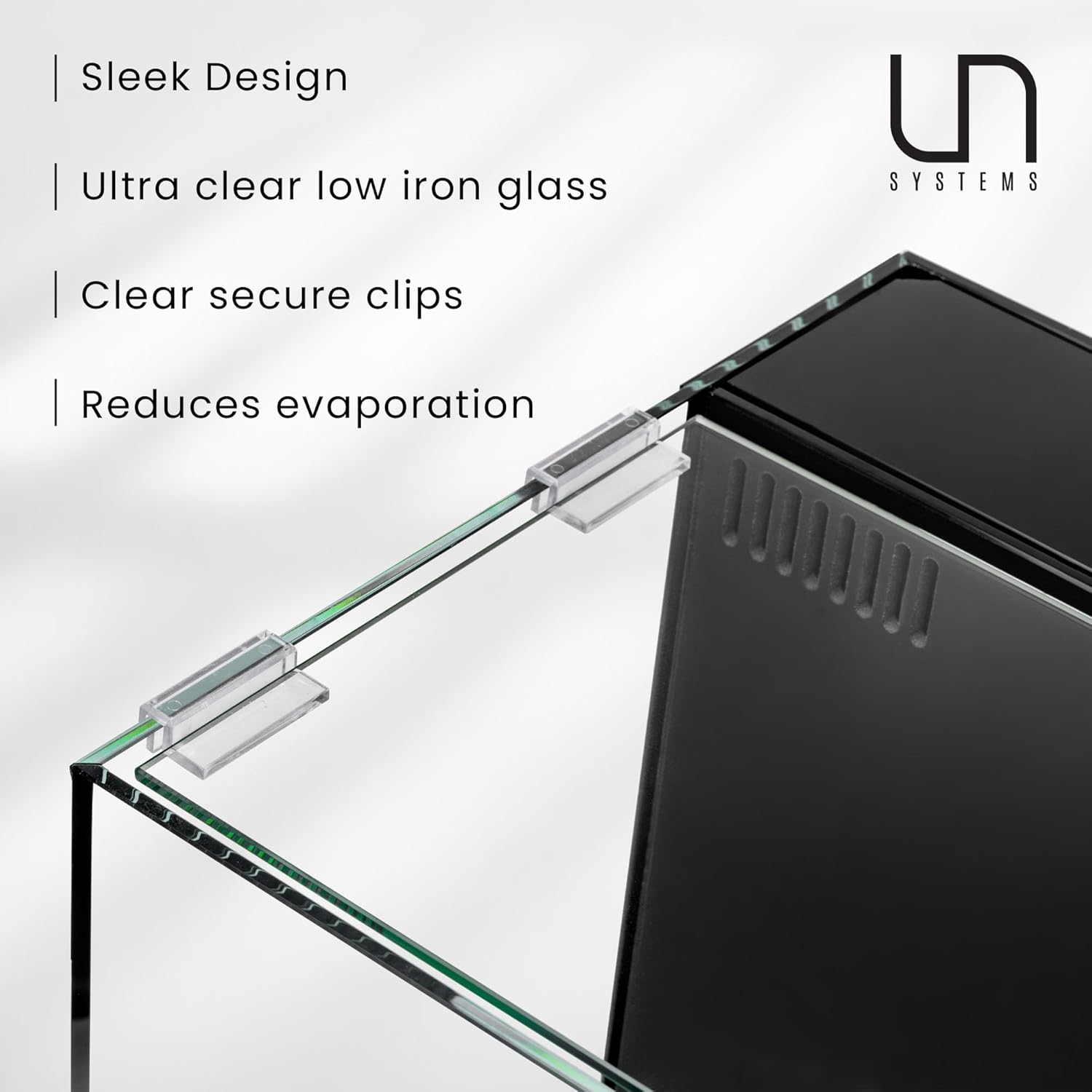 Ultum Nature Sytems Tank Lids for Rimless Tanks - Ultra Clear Rimless Aquarium Lid, Fish Tank Lid Cover for Glass Aquarium, Frameless Aquarium Lid, Cover for Tank - 35A Dual AIO (Lid + Clips)