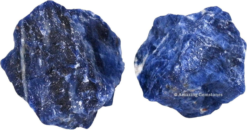 Sodalite Raw Crystals and Healing Stones, Natural Rocks for Tumbling and DIY Raw Stones and Crystals (1 lb)