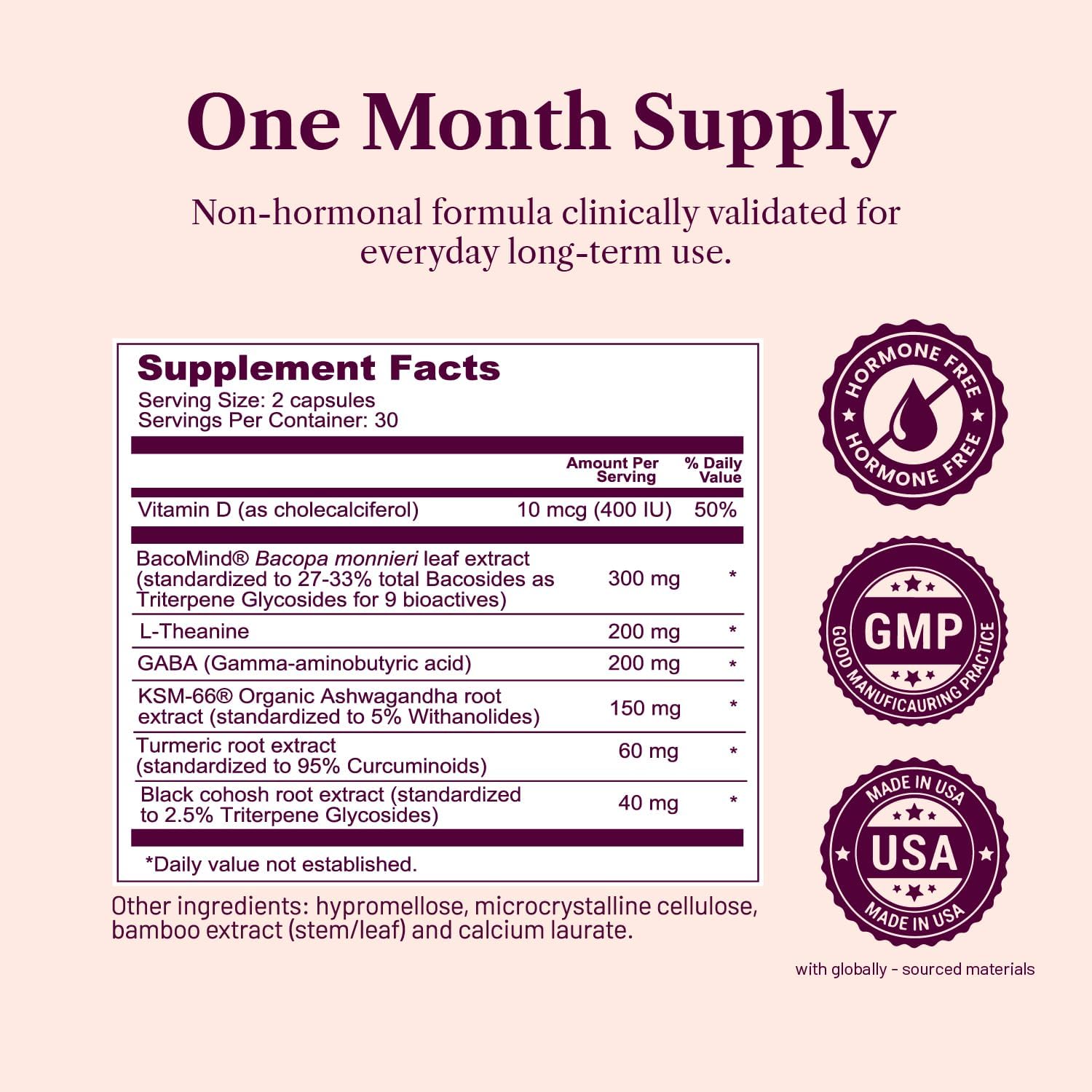 Mood & Neuro Support for Women | Bacopa, L-Theanine, GABA & Ashwagandha for Stress, Focus, Memory & Emotional Balance for Menopause, Doctor-Formulated, Non-Hormonal 60 Capsules 1 Month Supply