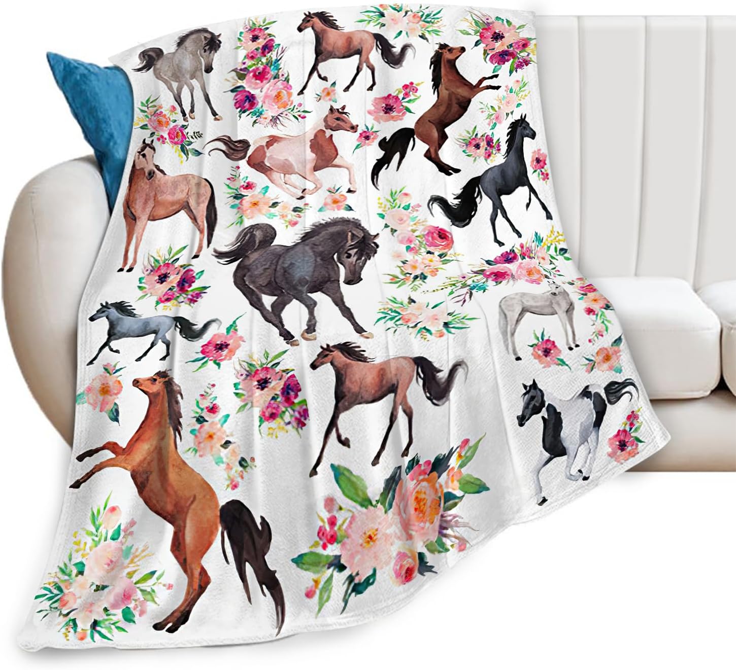 Horse Blanket Horse Throw Blanket Gifts for Girls Women Kids Boys Adults Man Super Soft Cozy Plush Fluffy Fuzzy Fleece Blanket Decor 40''X50''