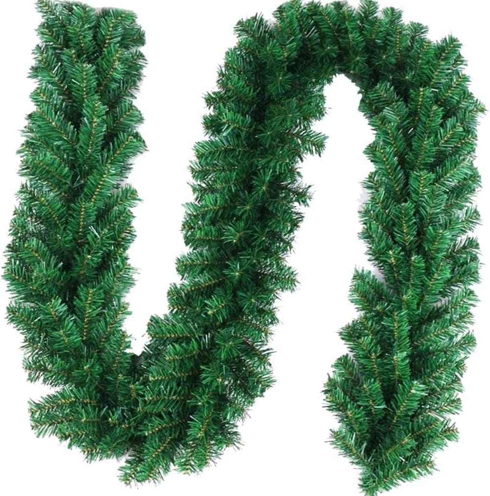 Outroad 9 ft Christmas Garland - Soft Greenery Twist Wreath Artificial Ivy Non-Lit Green Garland, for Holiday Season Outdoor Indoor Party Decorations,1 Pack