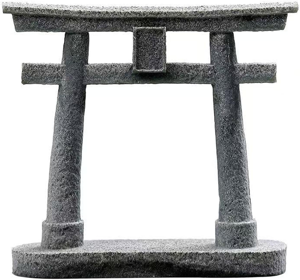 livelyfish Japanese Shinto Torii Gate Statue Asian Fish Tank Decor Sandstone Pagoda Figurines for Aquarium Decoration, L