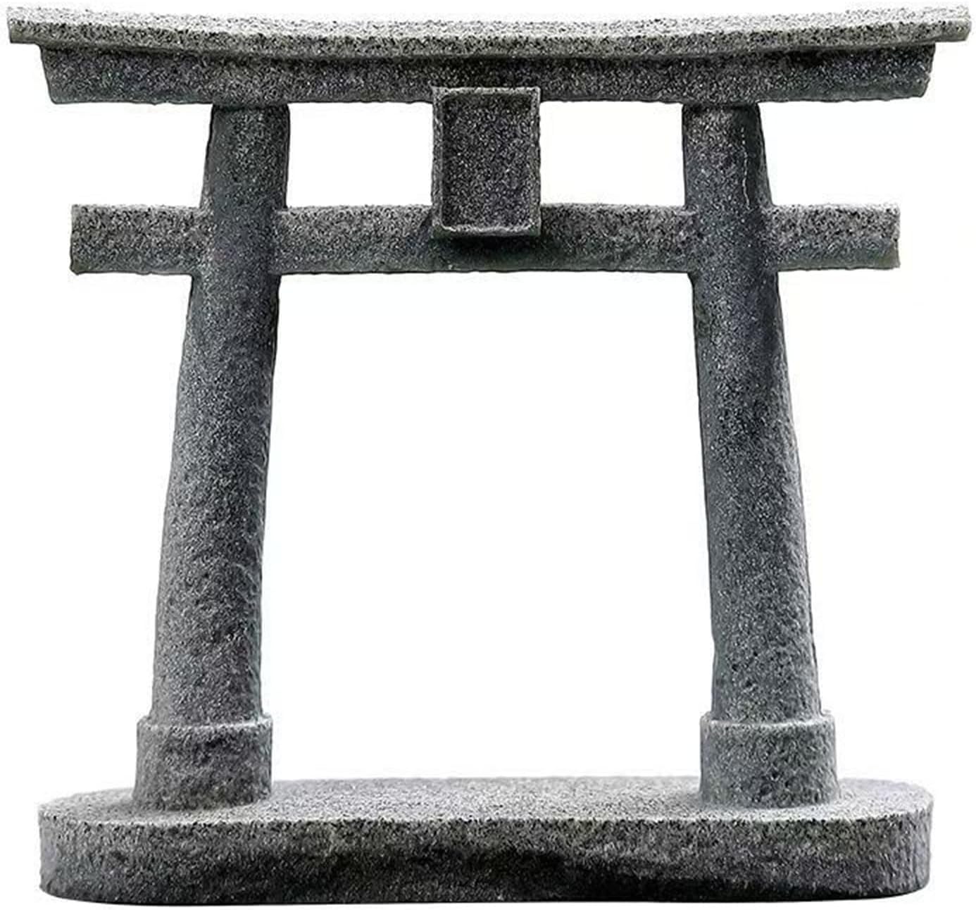 livelyfish Japanese Shinto Torii Gate Statue Asian Fish Tank Decor Sandstone Pagoda Figurines for Aquarium Decoration, L