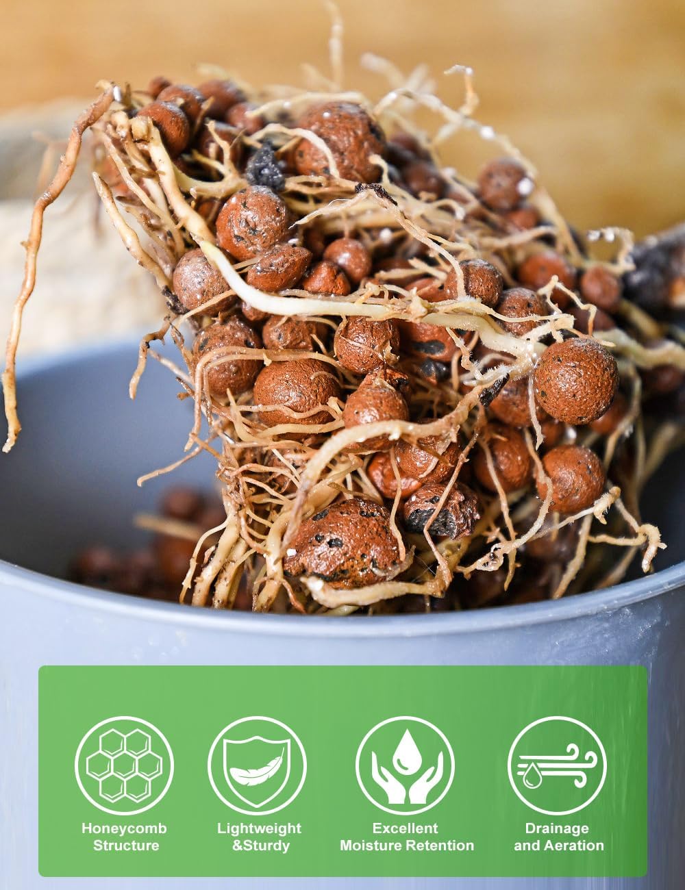 TOYPOPOR Leca Clay Pebbles for Plants, (6 Quarts) Leca Balls, Lightweight Clay Ball, Potting Mix, Grow Media Used for Drainage, Decoration, Aquaponics, Hydroponics and Other Gardening Essentials