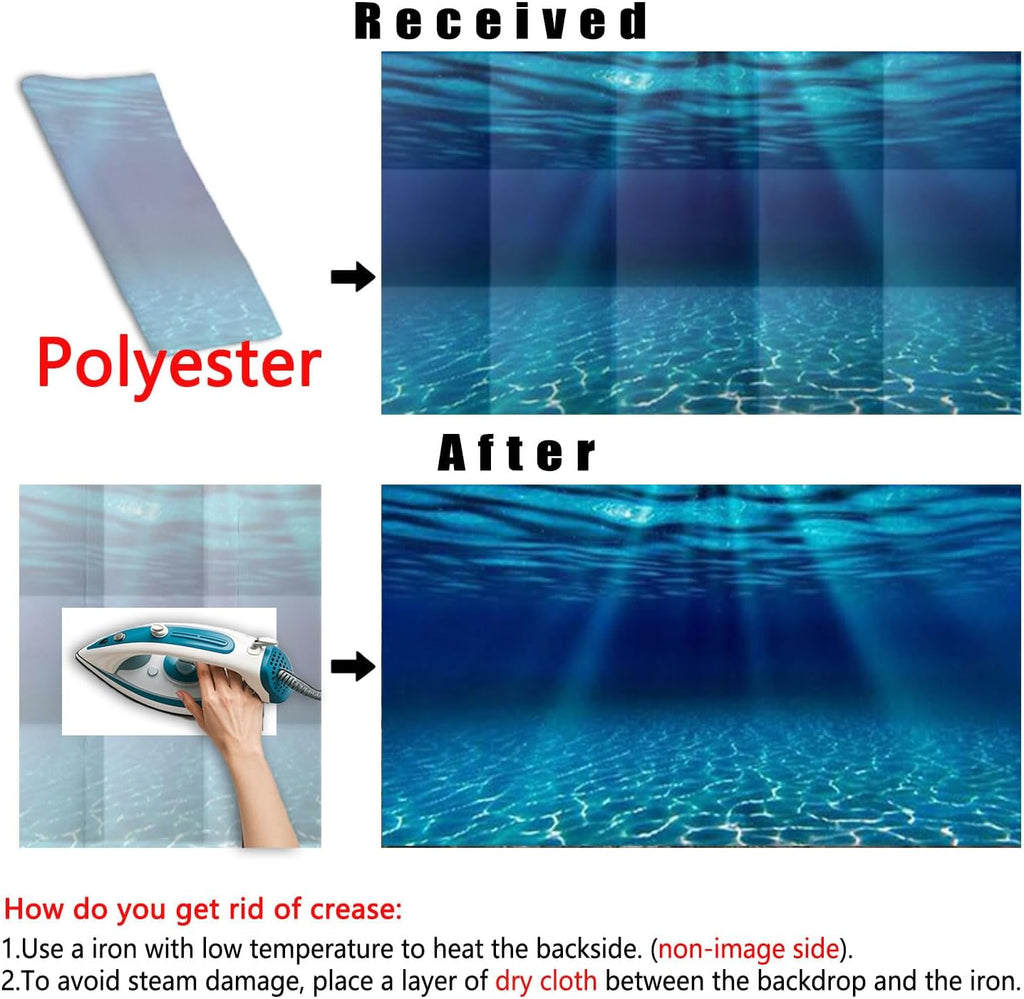 Natural Undersea Aquarium Background, Underwater Ocean Sunlight Fish Tank Background 30X18IN with 8 EVA Double-Sided Tape