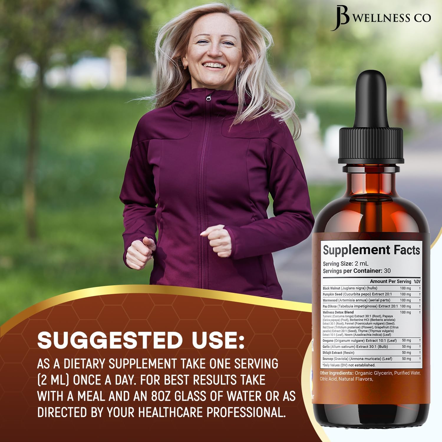 Wormwood Black Walnut Cleanse for Humans Drops Liquid Soursop Garlic Pumpkin Seed PAU D'Arco Oil of Oregano Turmeric Berberine Neem Extract Hull Bark Tincture - 4 oz