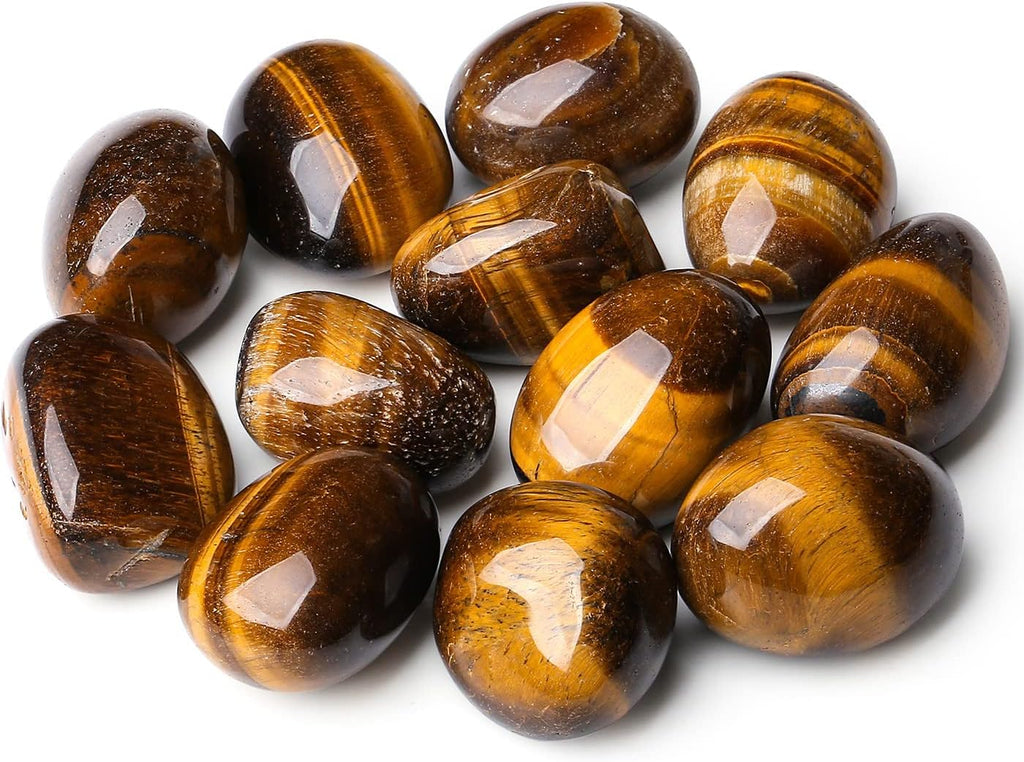 DUQGUHO Tiger Eye Healing Crystals Stones Set Natural Bulk Crystals Tumbled Polished Irregular Crystal Stones Bulk Rocks 0.45 lbs
