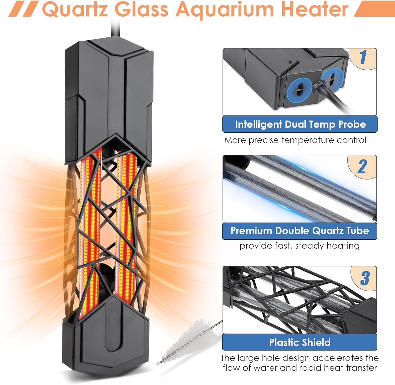 hygger Submersible Aquarium Heater 400W Fish Tank Heater with Temperature Control & Auto Off Protection for 50-95Gallons Saltwater and Freshwater