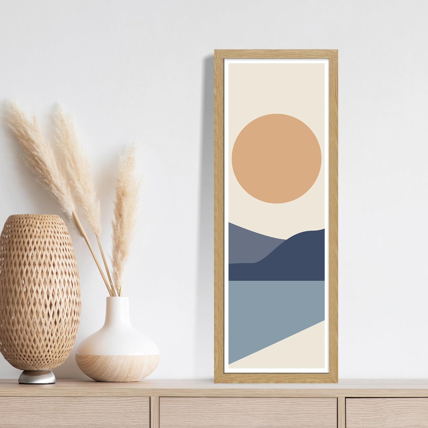 12x36 Picture Frame 2 Packs, Real Glass and Natural Oak Wood Frame, Display Collage Pictures Twelve 4x6 With Mat or Pennant 12 x 36 Without Mat - Horizontal or Vertical Wall Mounting