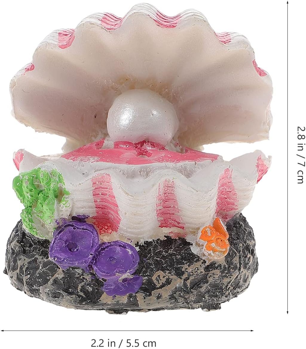 POPETPOP Aquarium Bubbler Decorations : Resin Sea Shell Pearl Fish Tank Ornaments with Air Stone for Fish Tank Landscape