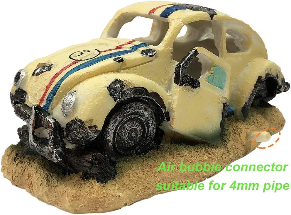 SLOCME Aquarium Bubble Wreck Car Decorations - Fish Tank Bubble Car Decor for Air Bubbler Oxygen Pump，Resin Material Car Decor