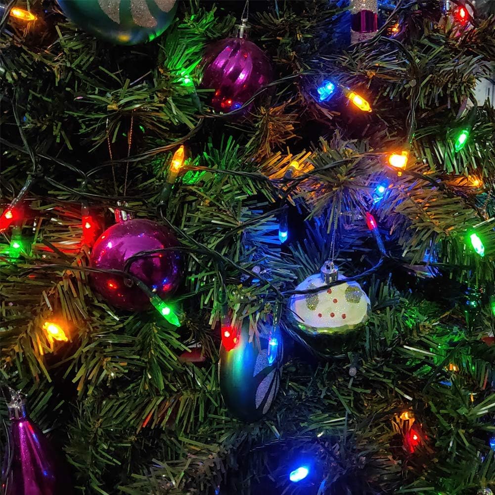 Christmas Lights 50 LED String Lights Battery Operated Clear Mini Lights18ft with Timer for Thanksgiving Day Wreath Christmas Tree Indoor Outdoor Decoration, Waterproof, Multicolor 2Pack