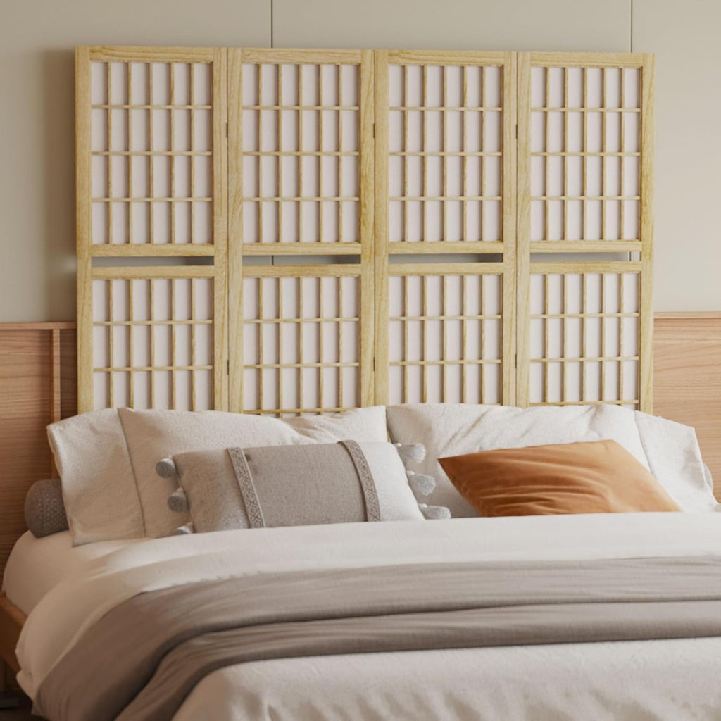 Room Divider with Shelves, 66.9-Inch Tall Japanese Shoji Style Wood Screen with Double Hinges for Home Office Bedroom Hotel Decoration (4 Panels, Natural)
