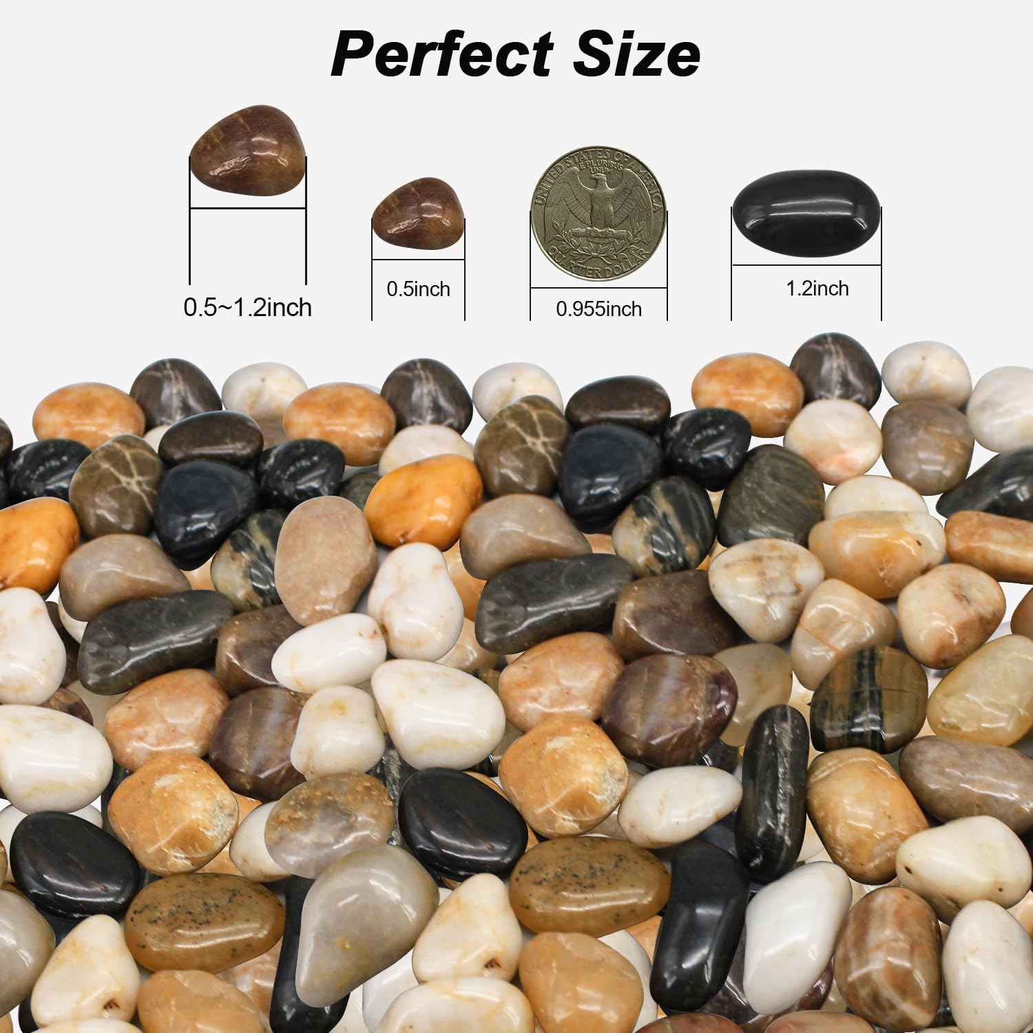 Succulent Rocks,Virekm River Rocks, Decorative Ornamental Pebbles Garden Landscaping Stones Gravel Filler for Home Decoration Flower Bed Fish Tank Plants Vases Succulents