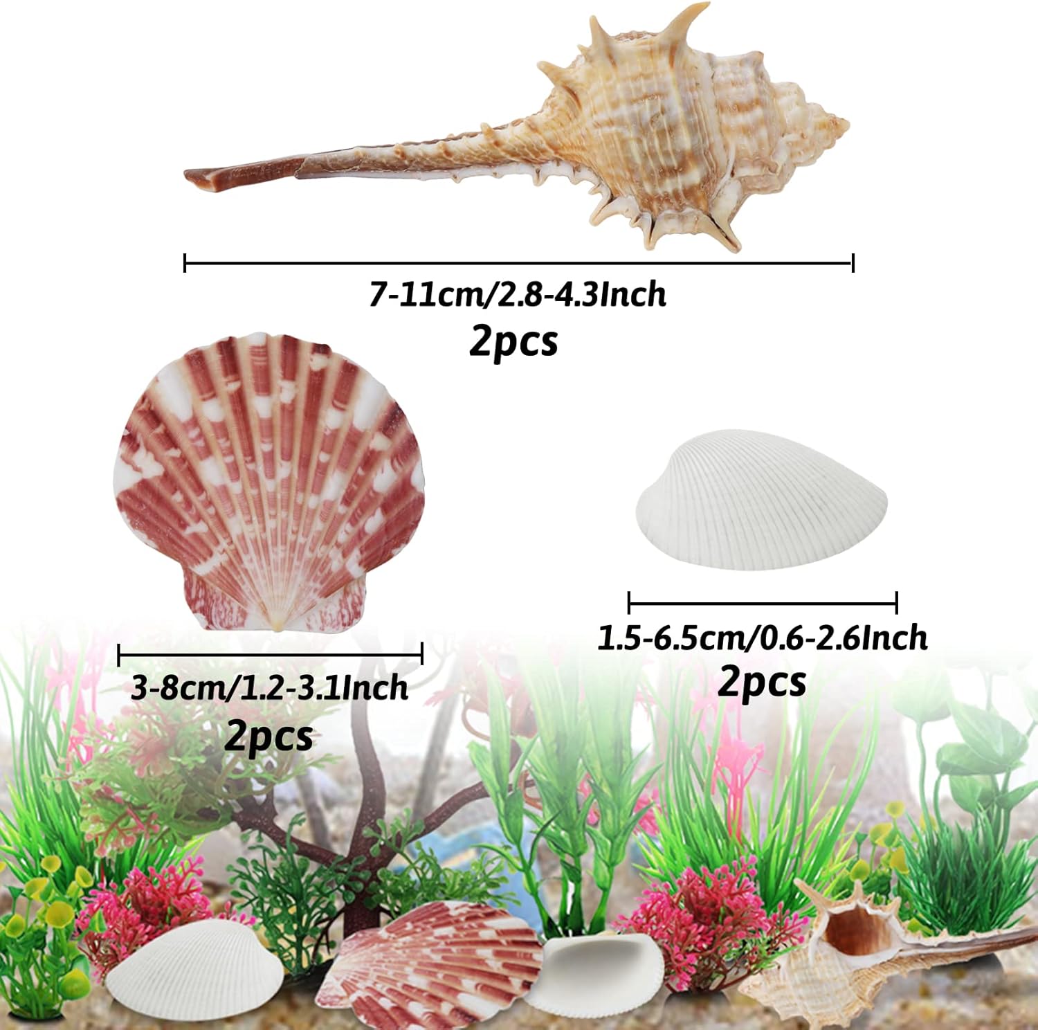 Aquarium Plants with Natural Decorations Shells, 15pcs Fish Tank Decoration Colorful Artificial Fish Tank Decor Plants Aquarium Decorations for Household and Office Aquarium Simulation