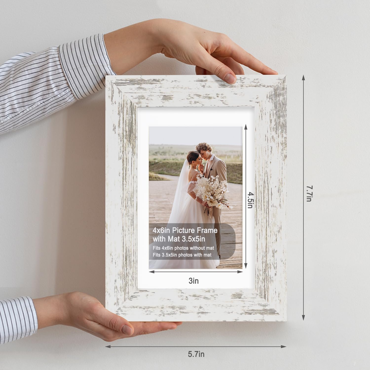 4x6 Picture Frame Set of 4, Made of Real Glass and Multicolour Frame, 4 by 6 Photo for Wall or Tabletop - Display Picture 3.5x5 with Mat or 4x6 Without Mat