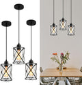 Farmhouse Pendant Light 3-Pack, Single Industrial Hanging Light Fixture with Clear Glass Shade, Adjustable Height Matte Black Vintage Ceiling Lamp for Kitchen Island & Dining Room, E26 Base