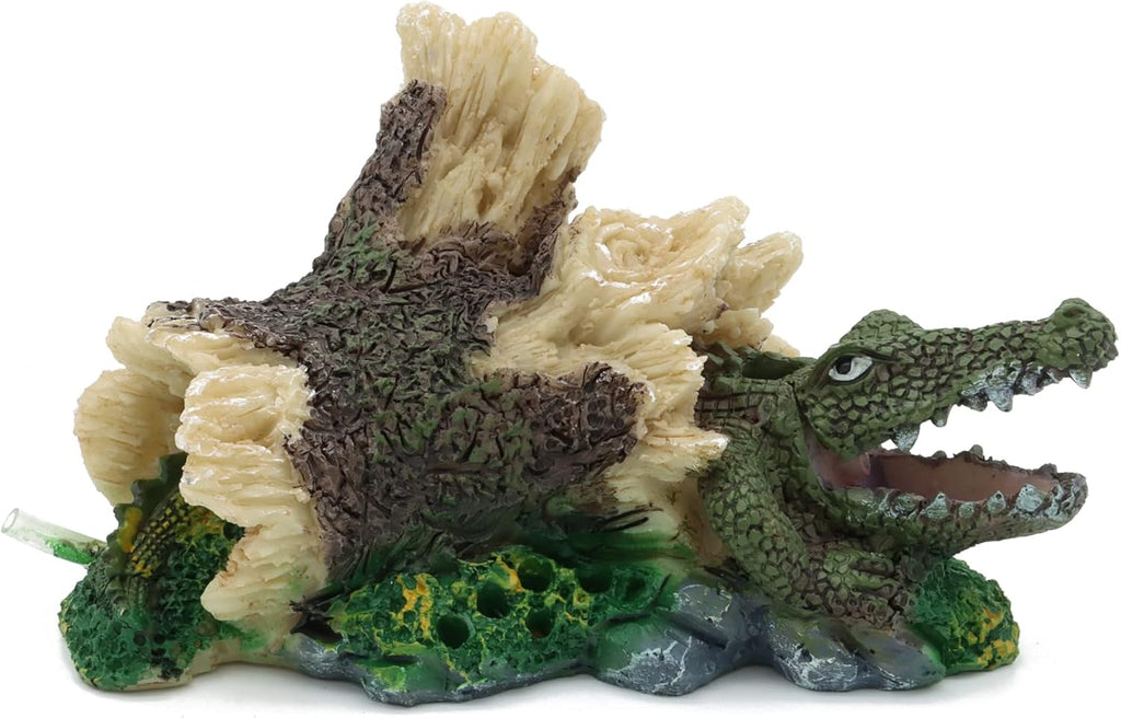 Aquarium Air Bubbler Decorations,Air Bubbler Decor Ornament for Fish Tank (Alligator)