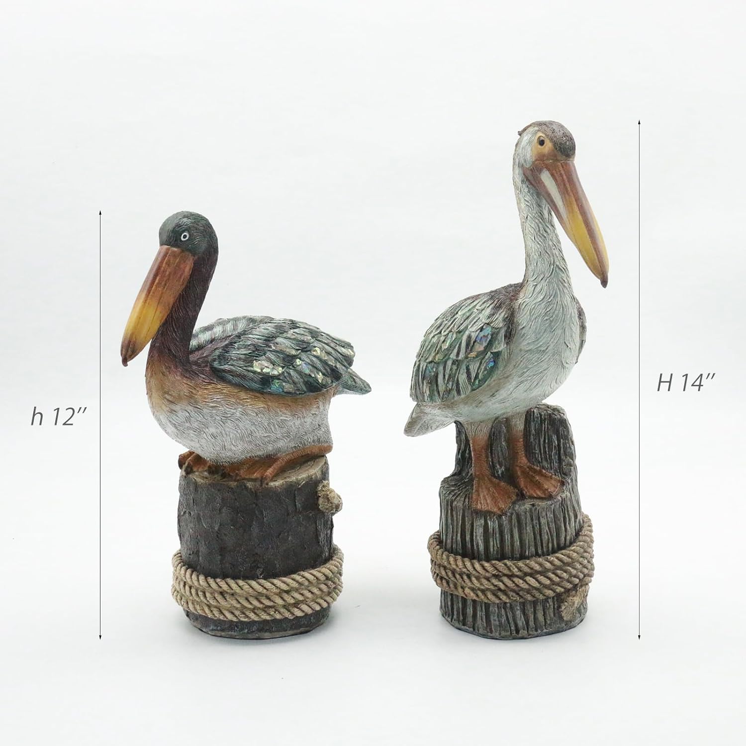 Lukitas Perching Pelican Statue and Sculpture Decor, Coastal Ocean Bird Figurine, Creative Decorative Ornament for Home Garden Yard Lawn Outdoor, Resin 12''