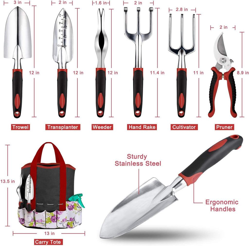 Garden Tools Set 83 Piece, Succulent Tools Set Included, Heavy Duty Aluminum Gardening Tools for Gardening, Non-Slip Ergonomic Handle, Durable Storage Tote Bag, Gifts for Men Women