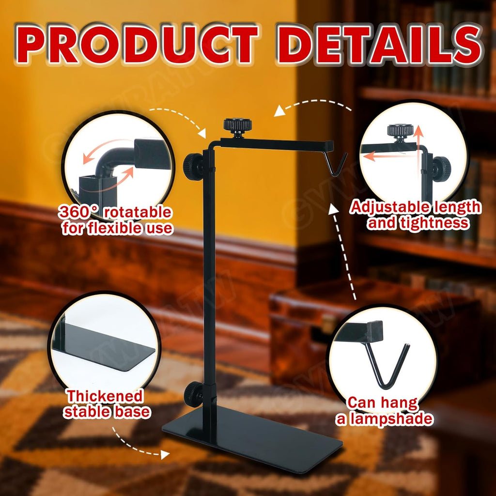 Reptile Lamp Stand, Adjustable Domes Heat Lamp Metal Bracket Floor Light Holder for Reptile Terrarium Lighting Heating Light and Dome lampshade.