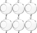 WGV Hanging Terrarium Globe, Width 5", Height 7", Double Hook, DIY Air Succulent Planter, Clear Glass Vase Orb, Candle Holder for Windowsill Outdoor Garden Decor, 6 Pieces Bulk