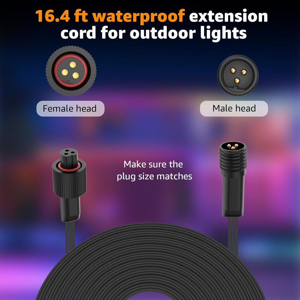 Extension Cable for Govee Permanent Outdoor Lights Pro, IP68 Waterproof Extension Cord, for Govee H705A H705B H705C H706A H706B H706C H7067 Permanent Outdoor Lighting Systems (16FT)