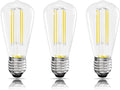 Edison Bulbs E26 Medium Base 2700K Soft White, 750LM ST58 Vintage LED Filament Bulb Clear Glass, Equivalent 75W Dimmable Lights Bulb 90+ CRI for Chandeliers, Pendants, Wall Sconces, 3 Pack