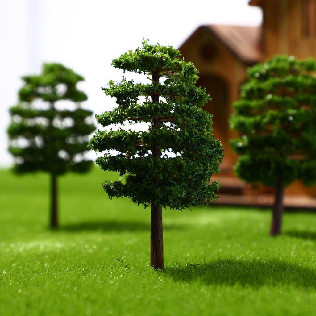 jojofuny Miniature Trees for Crafts - 20Pcs Mini Trees for Crafts, Train Scenery Railroad Architecture, Plastic Green Modle Plants for Diorama, 3.1" x 1.5"