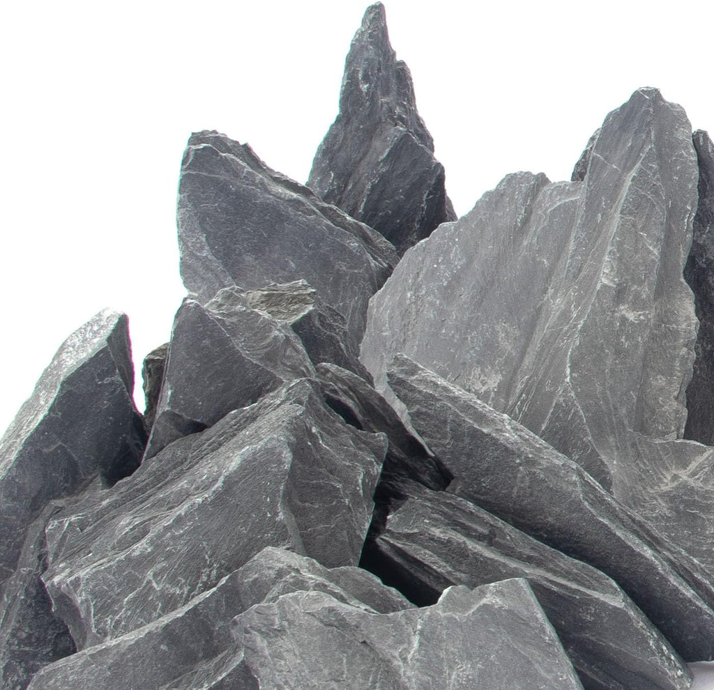 CFKJ [18 Pounds] Natural Slate Stone Rocks, 5 to 7 inch Slate Stone Rocks for Aquascaping, Aquariums, Terrariums, Amphibian Enclosures
