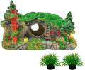 Tfwadmx Fish Tank Hobbit Decorations,Resin Small Fish Cave Hideout House,Aquarium Decor Hide Hole Shelter Castle Hut Ornaments Mini Garden Decorating Accessories