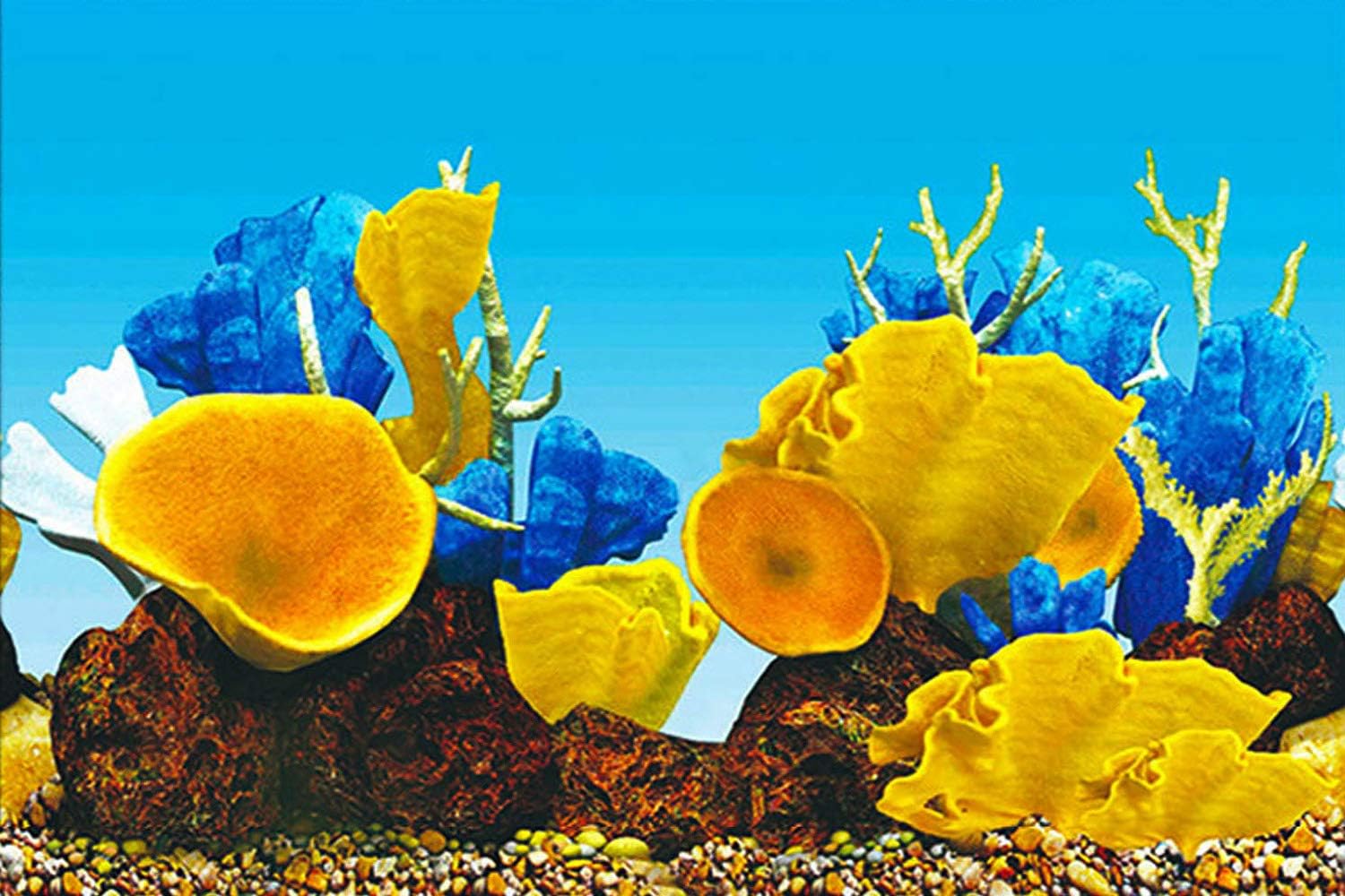 ELEBOX Aquarium Background Sticker Paper 3D Double-Sided Wallpaper Fish Tank Decorative Pictures Underwater Backdrop Image Decor 16"x 40"