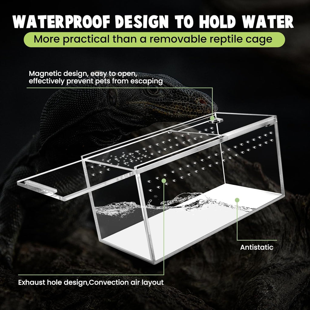 Small Acrylic Tarantula Enclosure Terrarium with Magnetic Button,8 * 4 * 4inch Thicken Isopod Enclosure,Spider Cage,Terrarium for Reptiles,Lizard,Juvenile Tarantulas