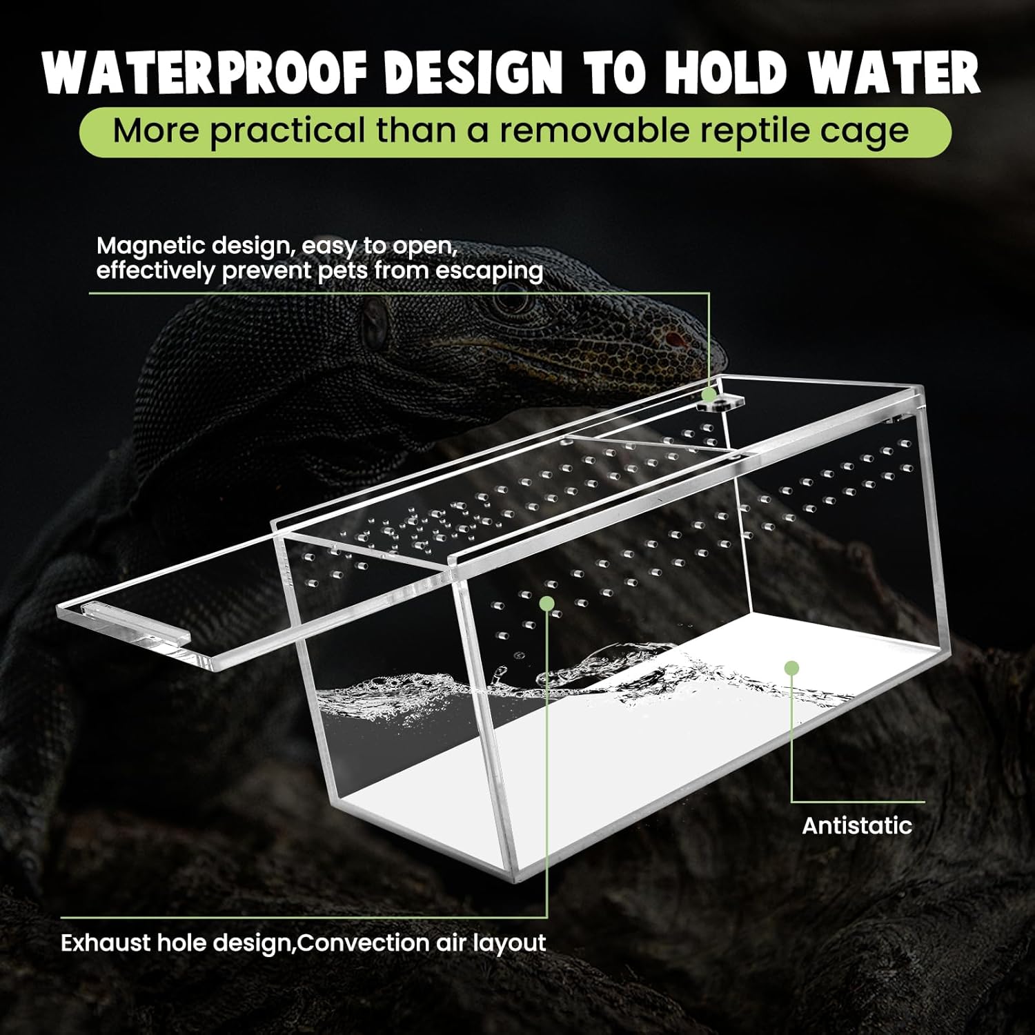 Small Acrylic Tarantula Enclosure Terrarium with Magnetic Button,8 * 4 * 4inch Thicken Isopod Enclosure,Spider Cage,Terrarium for Reptiles,Lizard,Juvenile Tarantulas