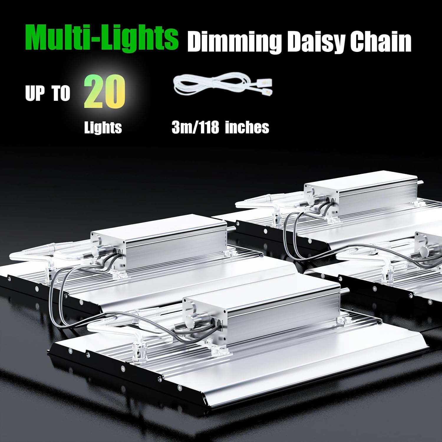 MA2000 200W LED Grow Light Full Spectrum | Commercial Plant Light Panel with Daisy Chain & Dimming | 2x4ft/4x4ft Coverage for Hydroponic Vegetables & High-Yield Plants