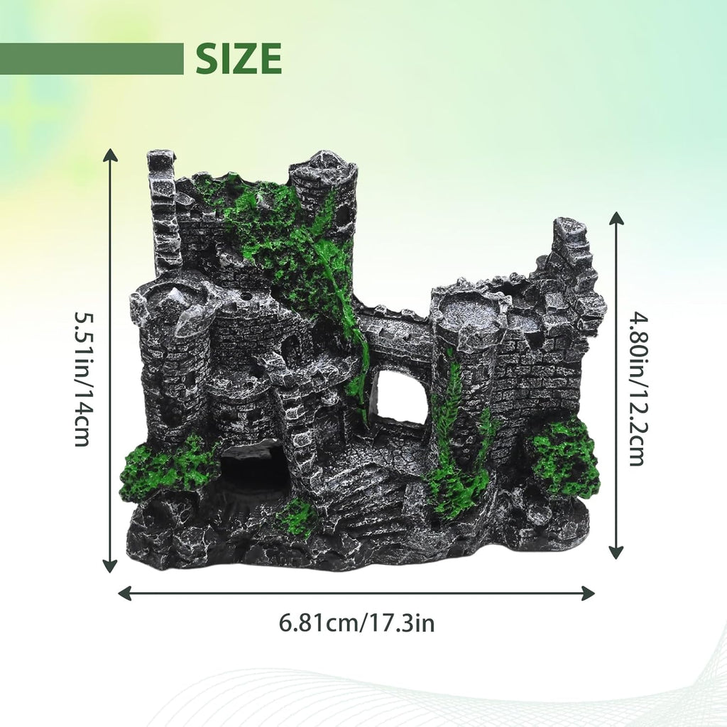 Fish Tank Castle, Aquarium Decoration with Realistic Texture, Resin Aquarium Castle with Caves & Tunnels, for Small Fish in Freshwater/Saltwater Tanks