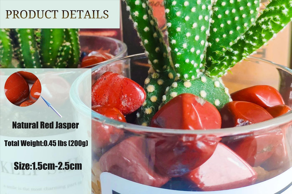 DUQGUHO Red Jasper Healing Crystals Stones Set Natural Tumbled Polished Irregular Pebble Stones Fish Tank Rocks 0.45 lbs