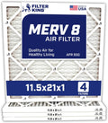 Filter King 11.5x21x1 Air Filter | 4-PACK | Carbon MERV 8 HVAC Pleated A/C Furnace Filters | MADE IN USA | Actual Size: 11.5 x 21 x .75"