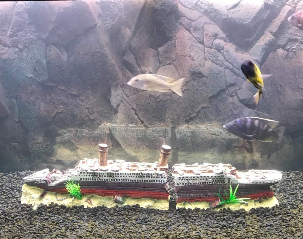 SLOCME Aquarium Titanic Shipwreck Decorations - Resin Material Ship Decorations，Fish Tank Sunken Ship Ornament Aquarium Environment Friendly Decorations