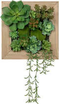 Artificial Succulent Wall Decor Fake Hanging Succulents with Wood Plant Box, Succulent Plants Artificial 3D Wooden Wall Decor Faux Hanging Plants Indoor Succulents Arrangement