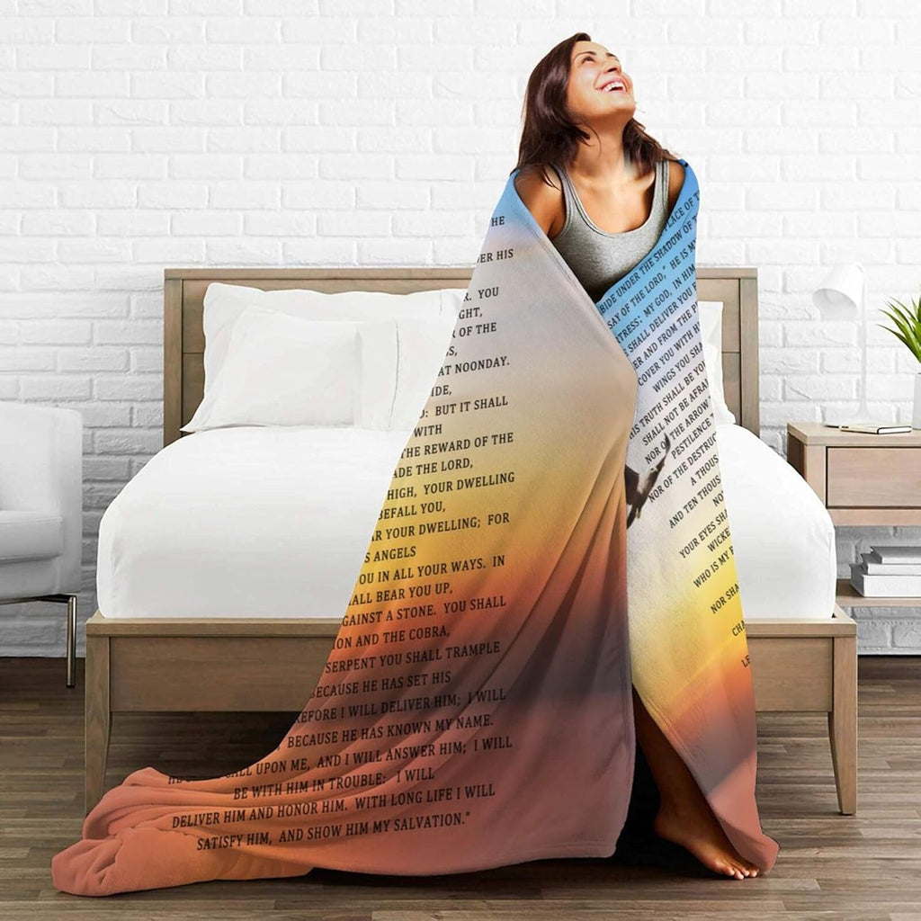 Psalm 91 Blanket Psalm 91 Throw Blanket Eagle Flannel Stuff Merch Cozy Decor Fleece Plush Fuzzy Warm Soft Lightweight Bedding Gifts for Girls Women Men Boy Couch Sofa 60"X50"
