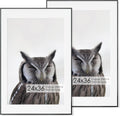 24x36 Metal Picture Frame with 20x30 Mat, Brushed Aluminum Finish, Tempered Glass Front, and Attached Hanging Hardware - Versatile Wall Display Frames for Vertical or Horizontal Orientation(Black,